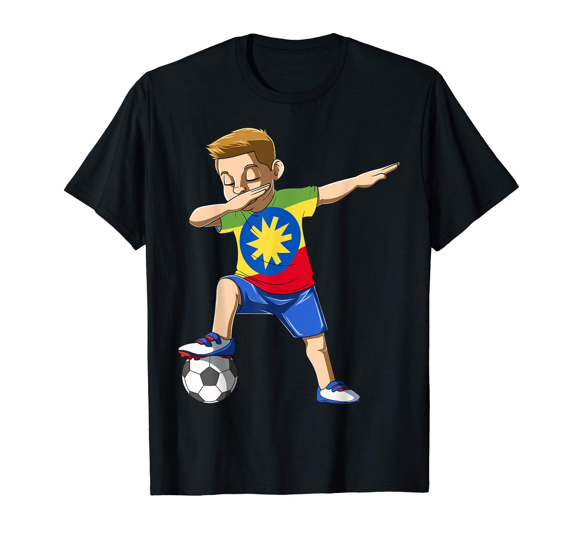 Dabbing Soccer Ethiopia Jersey T-Shirt - Trendy Graphic for Adults - T-Shirt, Sweatshirt, Hoodie