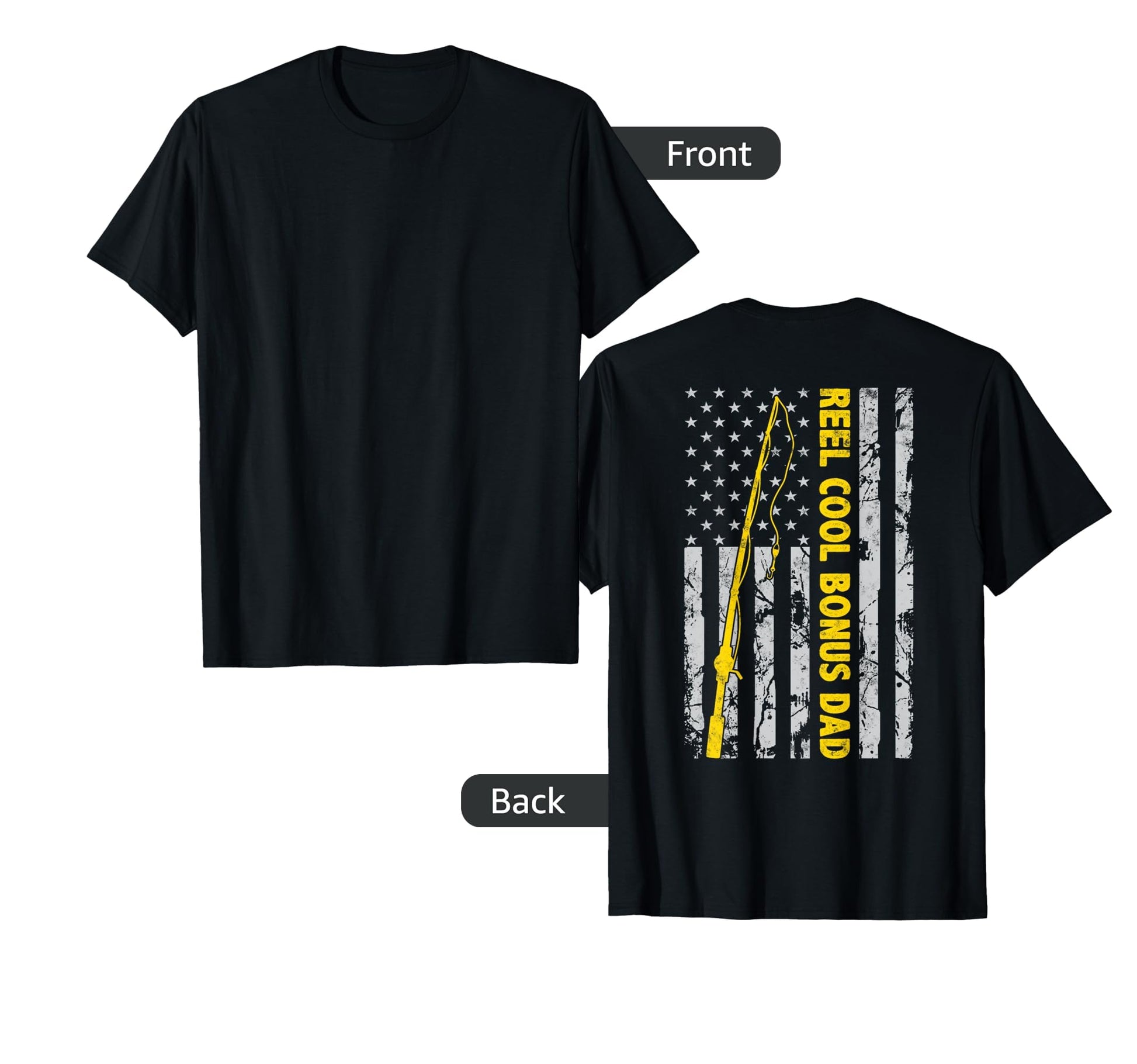 Reel Bonus Dad Fishing American Flag T-Shirt - Minimalist Print Unisex - T-Shirt, Sweatshirt, Hoodie