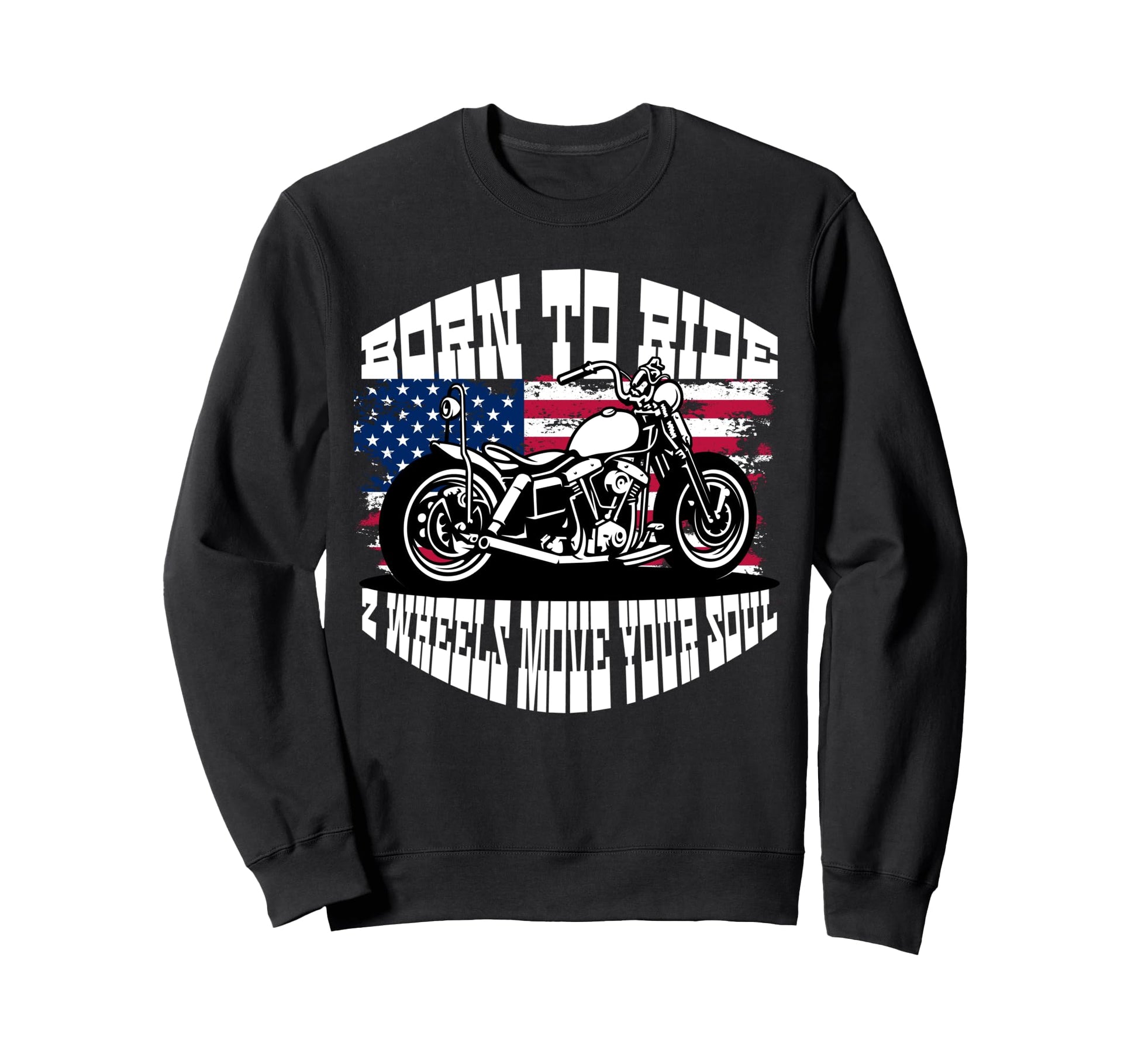 Biker Dad American Us Flag Sweatshirt - Custom Art Print Men Women - T-Shirt, Sweatshirt, Hoodie