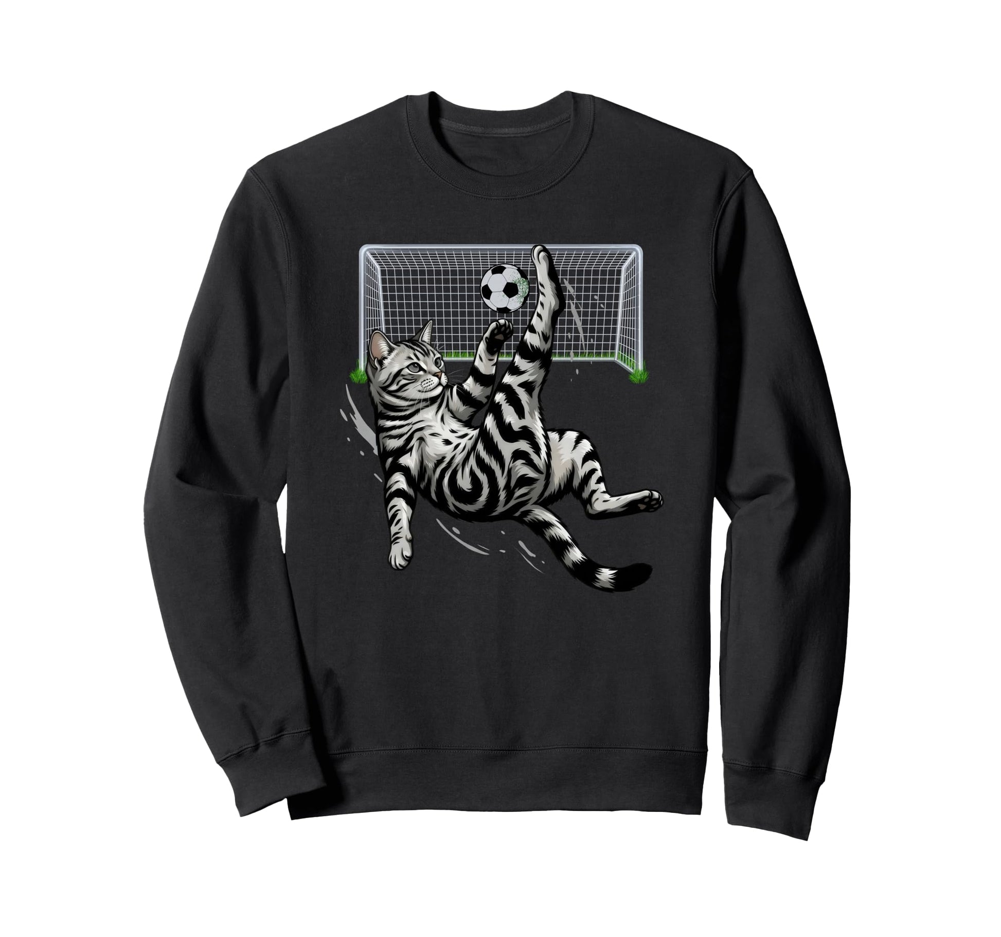 Funny Tabby Cat Soccer Bicycle Kick Sweatshirt - Unique Graphic Unisex - T-Shirt, Sweatshirt, Hoodie