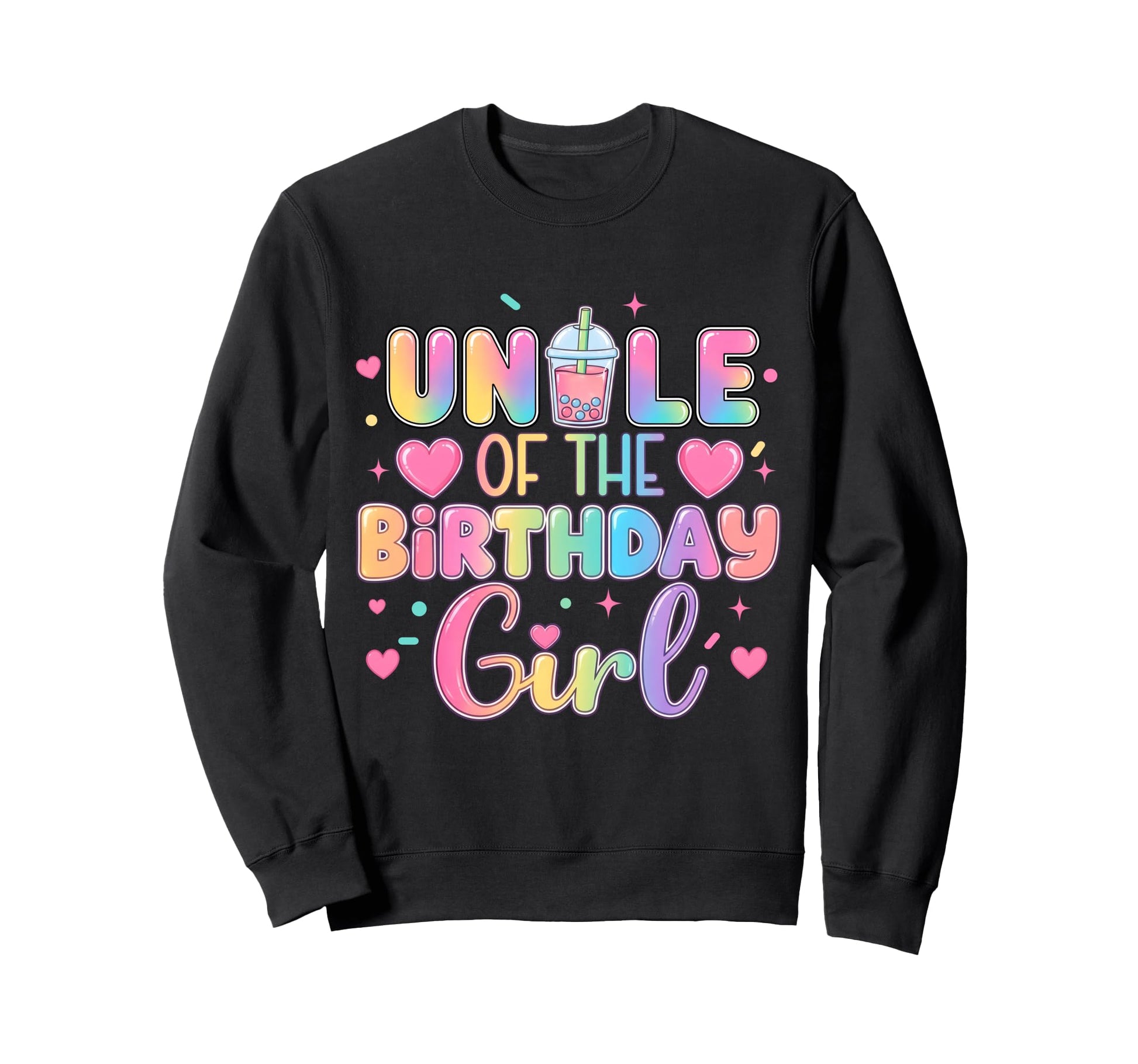 Uncle Birthday Bubble Boba Milk Tea Sweatshirt - Graphic Print Men Women - T-Shirt, Sweatshirt, Hoodie