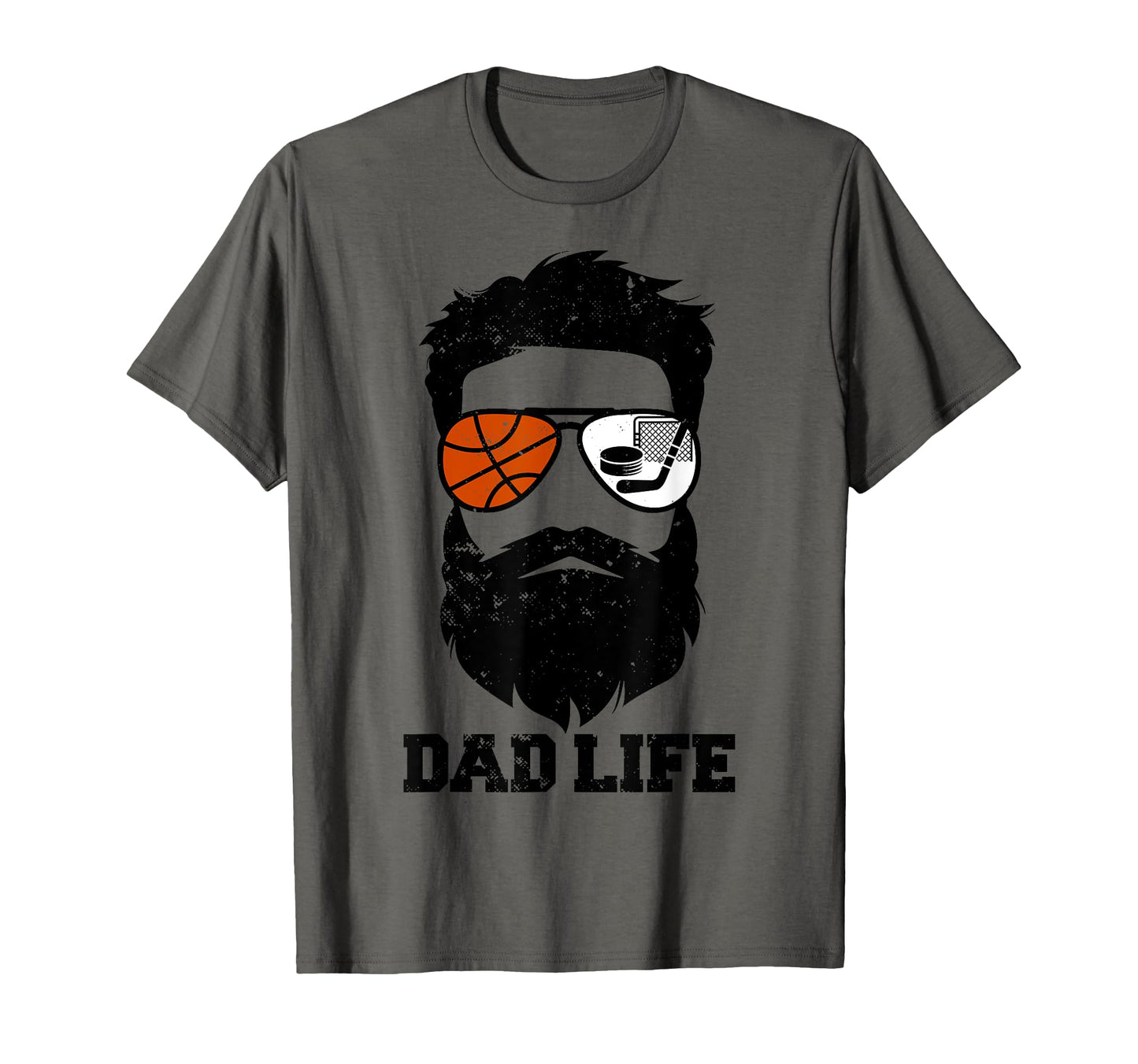 Basketball Hockey Dad Messy Hair T-Shirt - Minimalist Print for Adults - T-Shirt, Sweatshirt, Hoodie