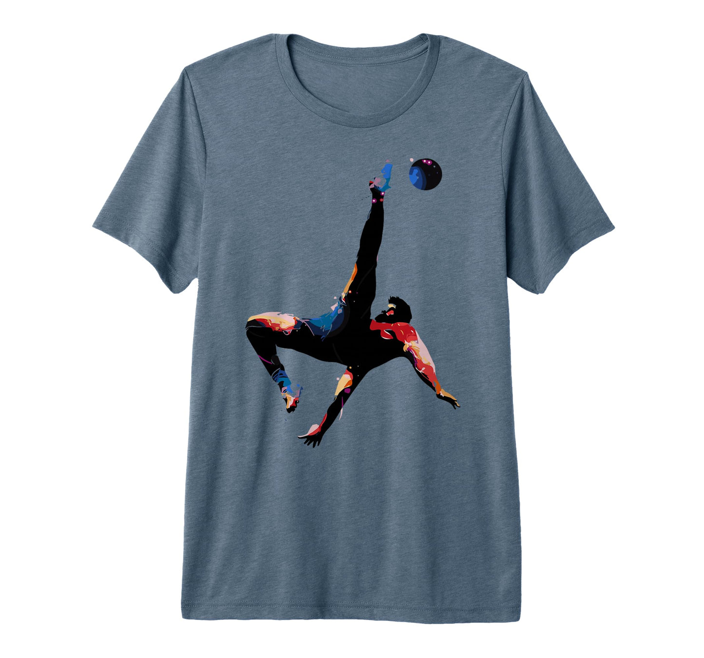 Colorful Soccer Bicycle Kick Splash T-Shirt - Aesthetic Graphic Men Women - T-Shirt, Sweatshirt, Hoodie