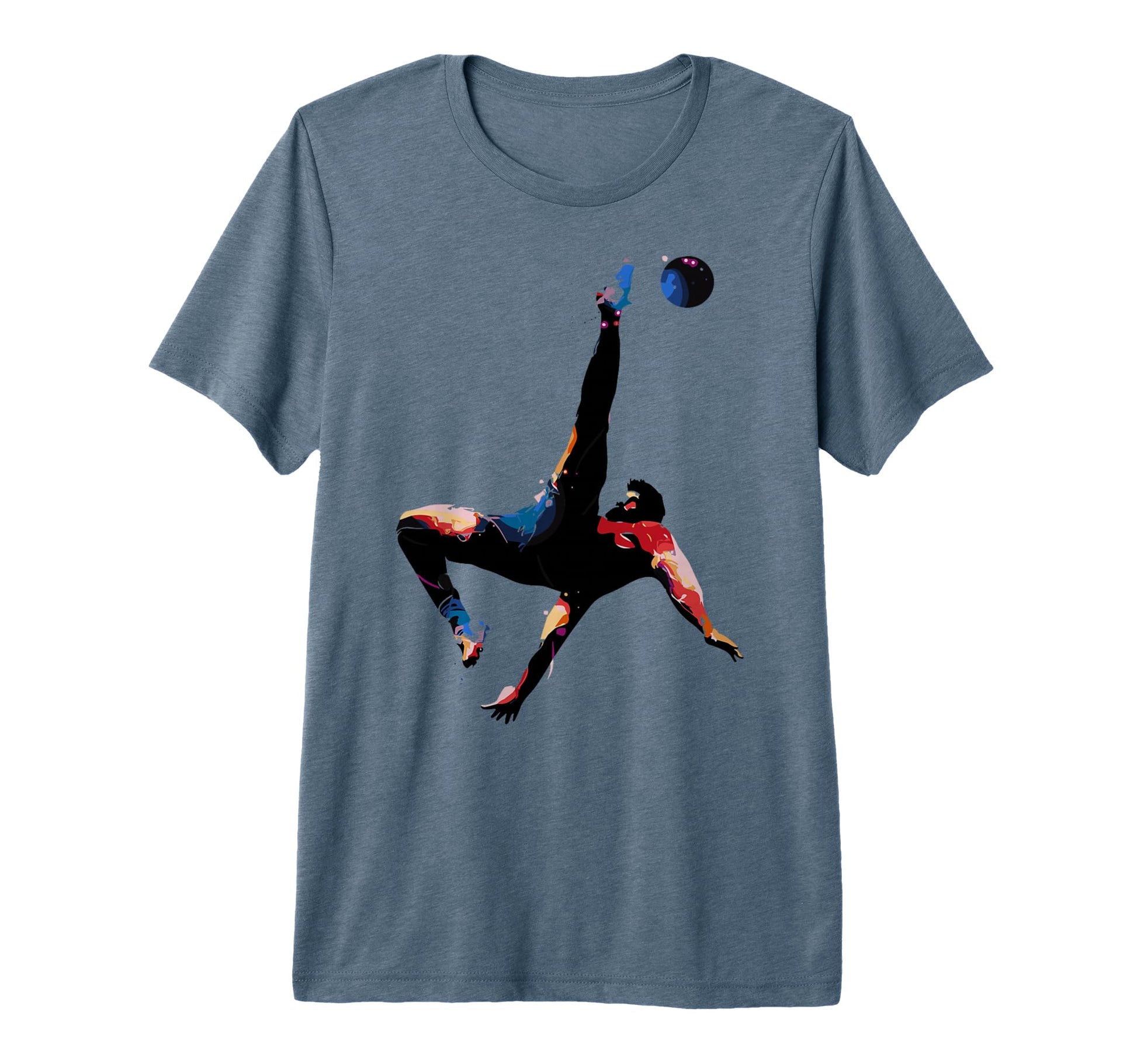 Colorful Soccer Bicycle Kick Splash T-Shirt - Aesthetic Graphic Men Women - T-Shirt, Sweatshirt, Hoodie