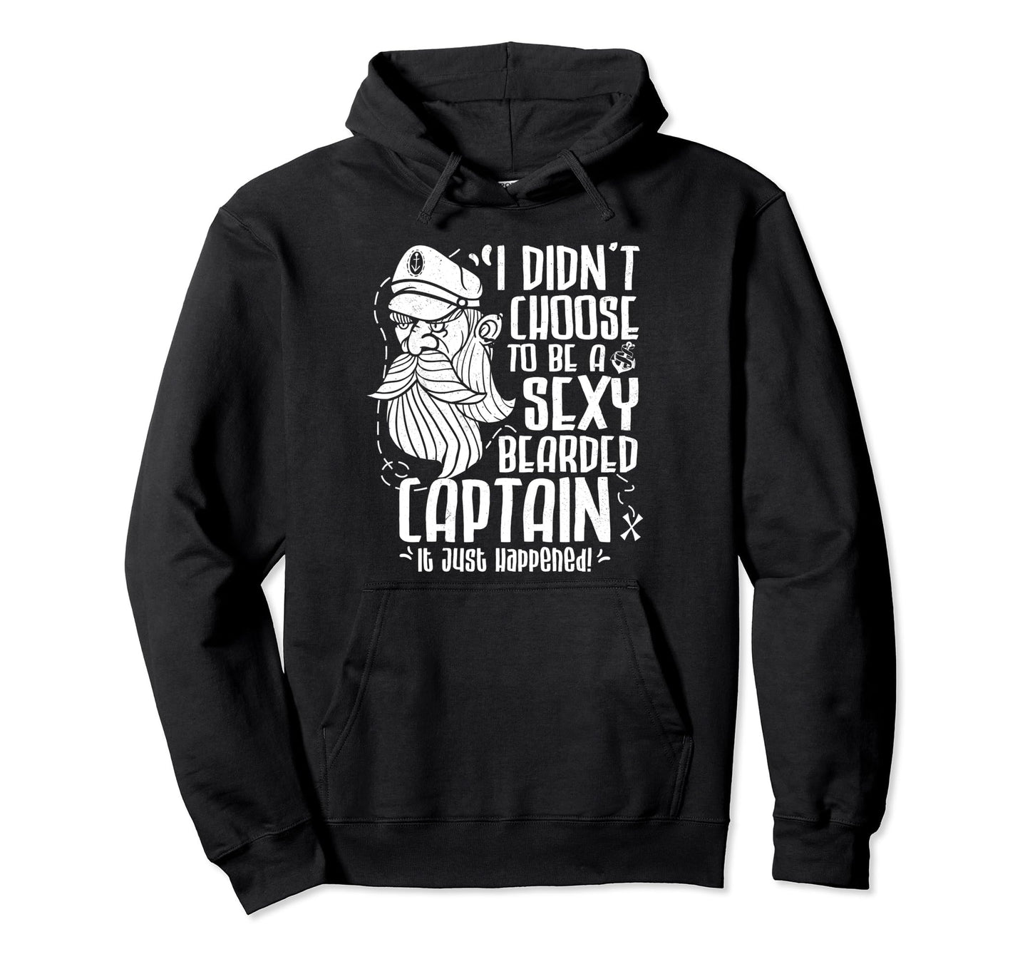 Funny Sexy Bearded Captain Pontoon Boat Hoodie - Trendy Graphic for Adults - T-Shirt, Sweatshirt, Hoodie