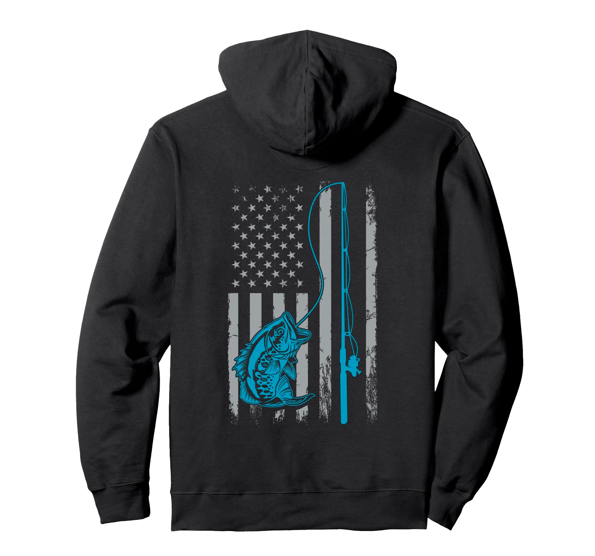 American Flag Fishing Rod Bass Fishing Hoodie - Trendy Graphic Men Women - T-Shirt, Sweatshirt, Hoodie