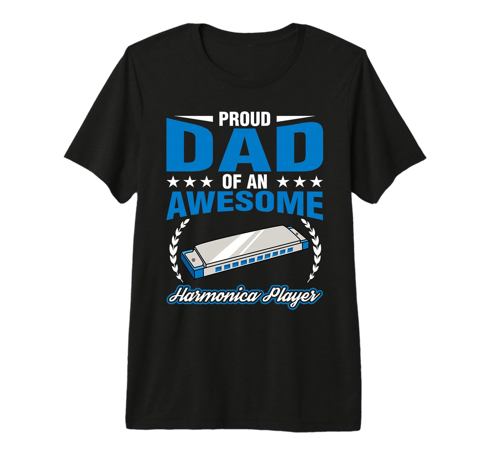 Proud Dad Harmonica Player Musician T-Shirt - Unique Graphic for Adults - T-Shirt, Sweatshirt, Hoodie