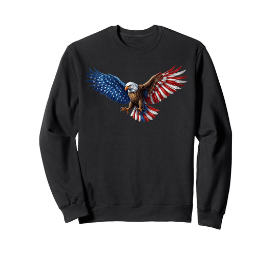 American Flag Bald Eagle 4Th July Sweatshirt - Trendy Graphic for Adults - T-Shirt, Sweatshirt, Hoodie