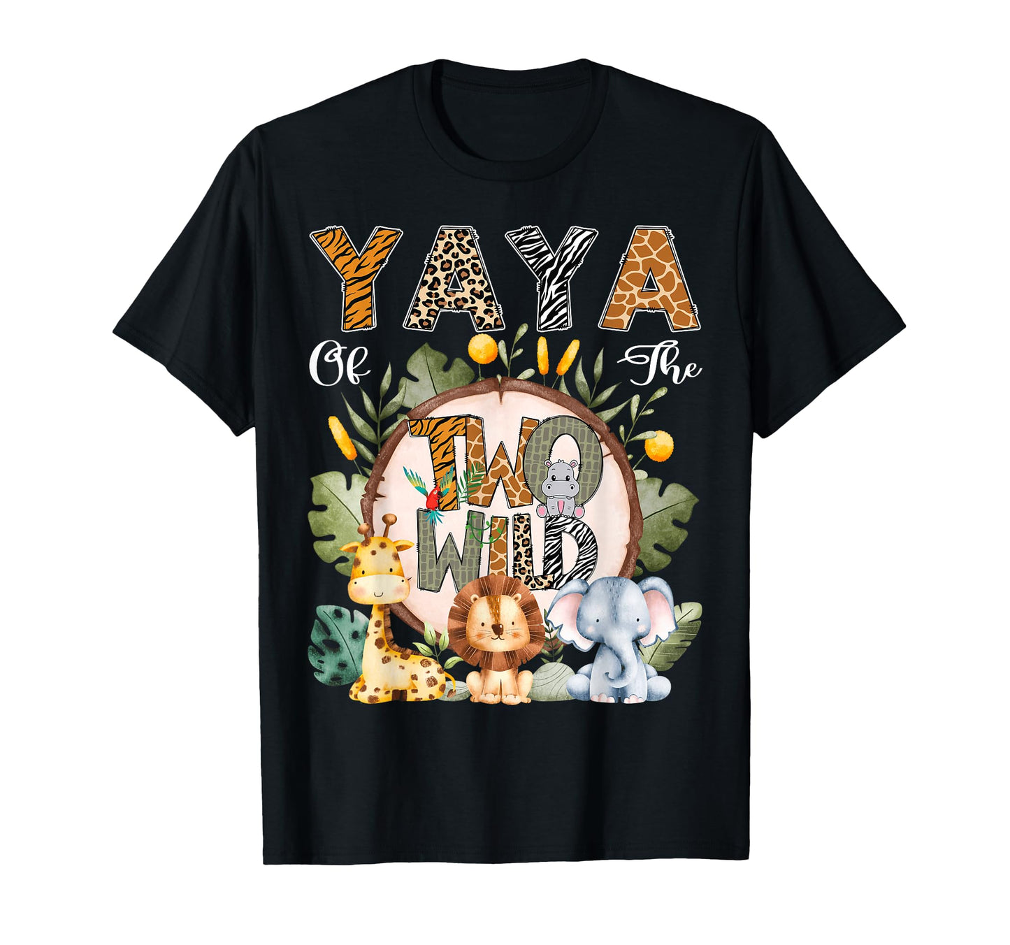 Yaya Two Wild Animal Safari 2Nd Birthday T-Shirt - Trendy Graphic Unisex - T-Shirt, Sweatshirt, Hoodie