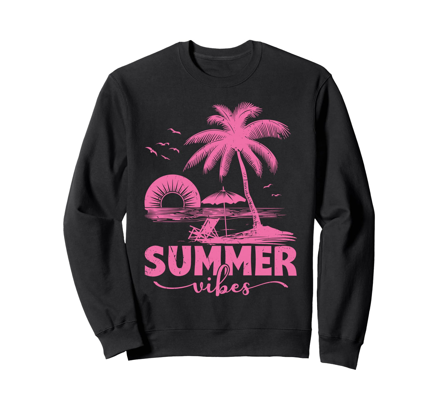 Summer Vibes Tropical Beach Sunset Sweatshirt - Unique Graphic Men Women - T-Shirt, Sweatshirt, Hoodie