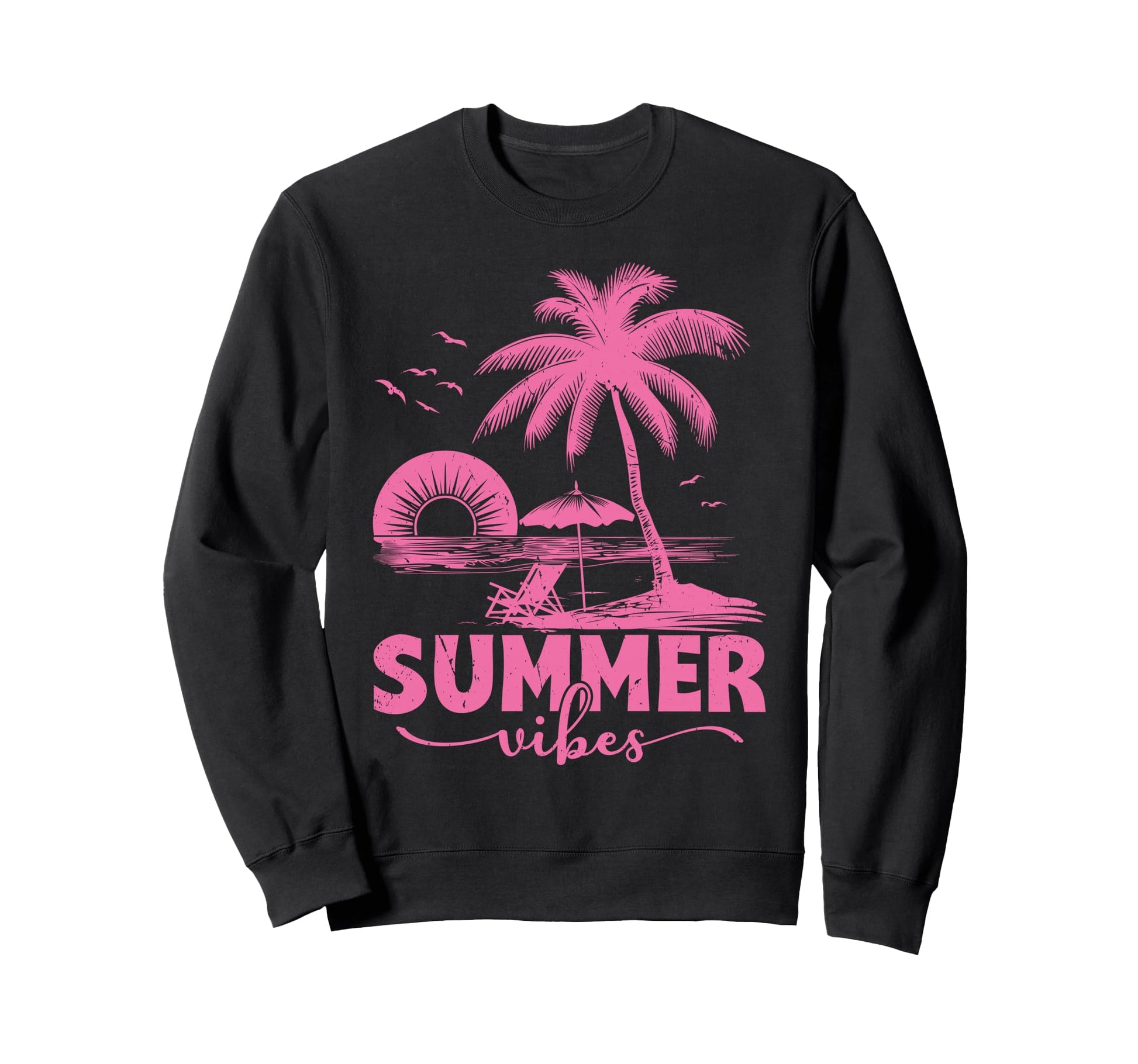 Summer Vibes Tropical Beach Sunset Sweatshirt - Unique Graphic Men Women - T-Shirt, Sweatshirt, Hoodie
