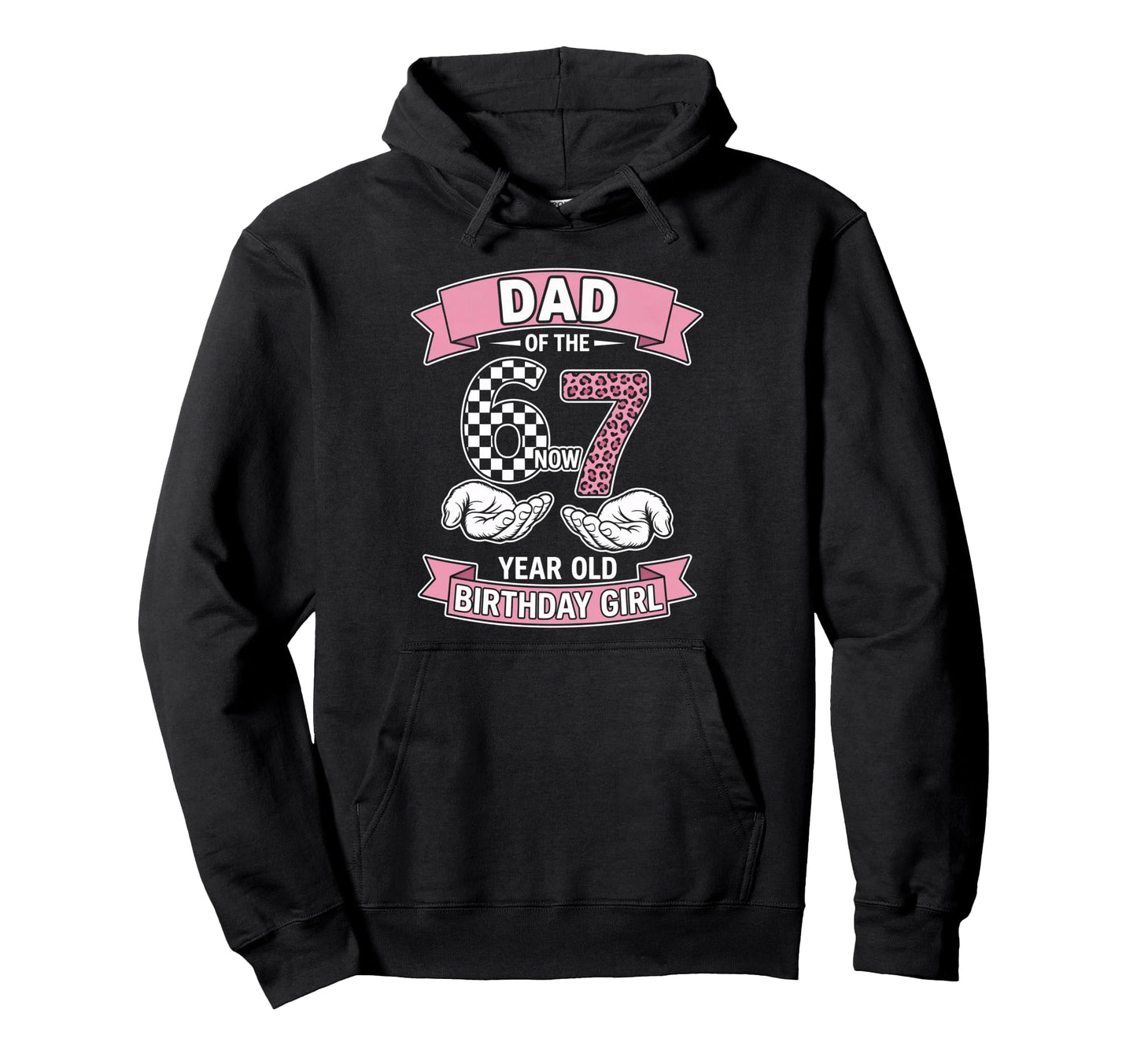 Dad 67 Birthday 7 Years Old Ribbon Hoodie - Fun Novelty Design Men Women - T-Shirt, Sweatshirt, Hoodie