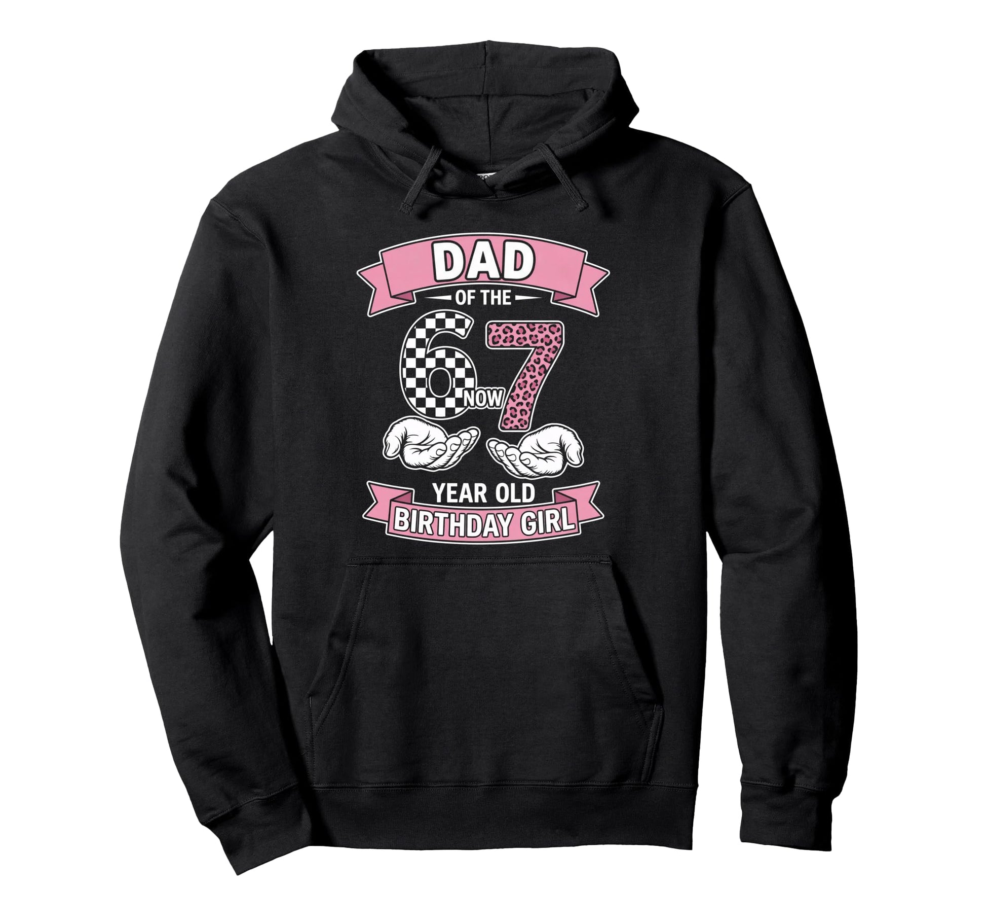Dad 67 Birthday 7 Years Old Ribbon Hoodie - Fun Novelty Design Men Women - T-Shirt, Sweatshirt, Hoodie