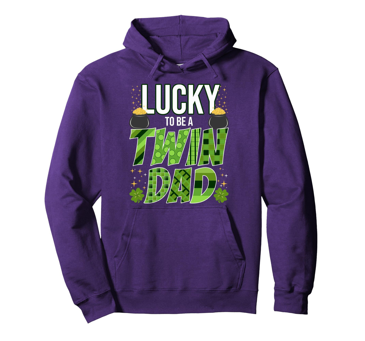 Lucky Twin Dad Shamrock Irish Pride Hoodie - Fun Novelty Design Men Women - T-Shirt, Sweatshirt, Hoodie