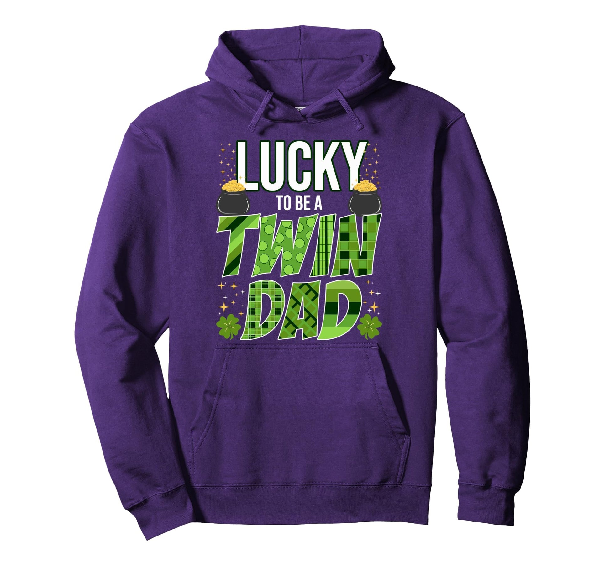 Lucky Twin Dad Shamrock Irish Pride Hoodie - Fun Novelty Design Men Women - T-Shirt, Sweatshirt, Hoodie