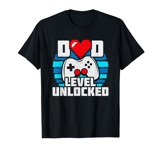 Announcement Gamer Dad New Dad Level T-Shirt - Minimalist Print Unisex - T-Shirt, Sweatshirt, Hoodie