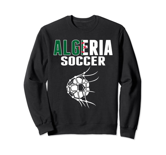 Algeria Soccer Ball Net Algerian Sweatshirt - Novelty Apparel for Adults - T-Shirt, Sweatshirt, Hoodie