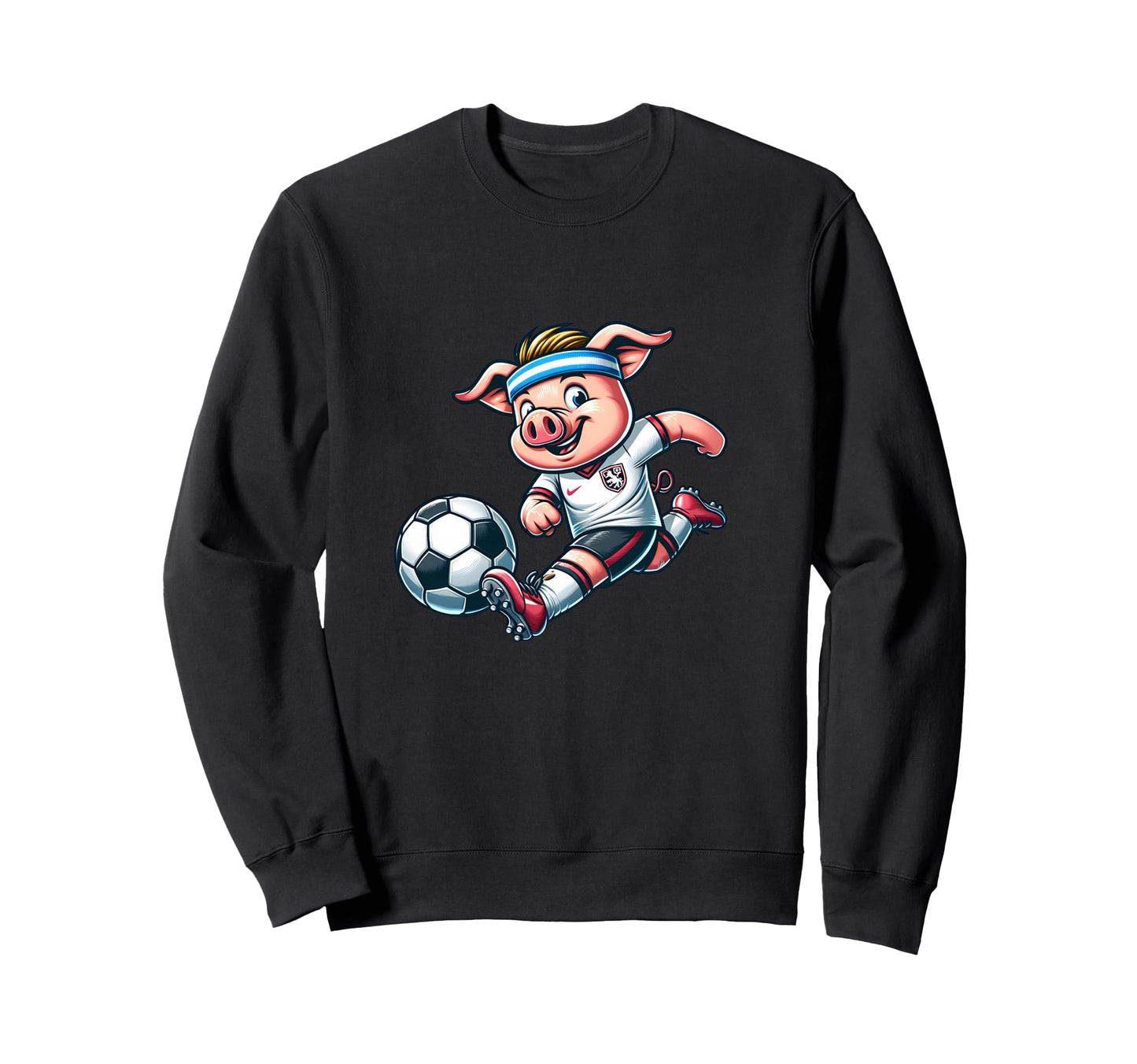 Football Pig Mascot Playing Soccer Sweatshirt - Graphic Print for Adults - T-Shirt, Sweatshirt, Hoodie