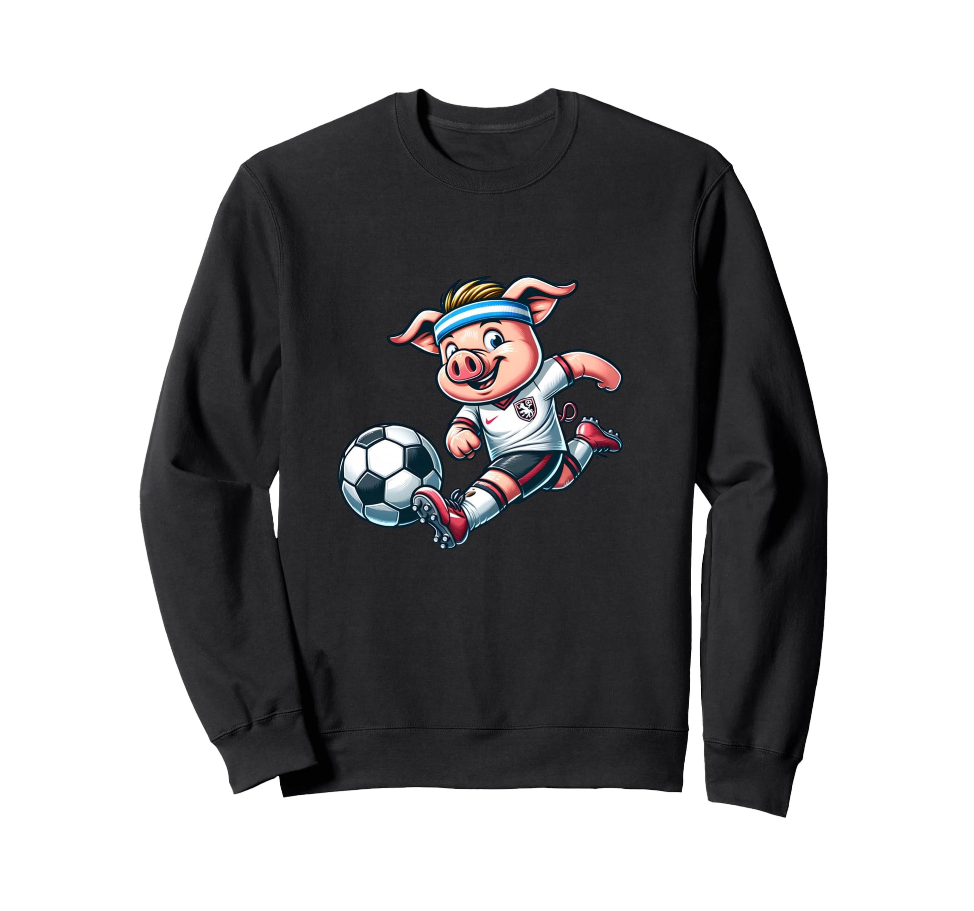 Football Pig Mascot Playing Soccer Sweatshirt - Graphic Print for Adults - T-Shirt, Sweatshirt, Hoodie
