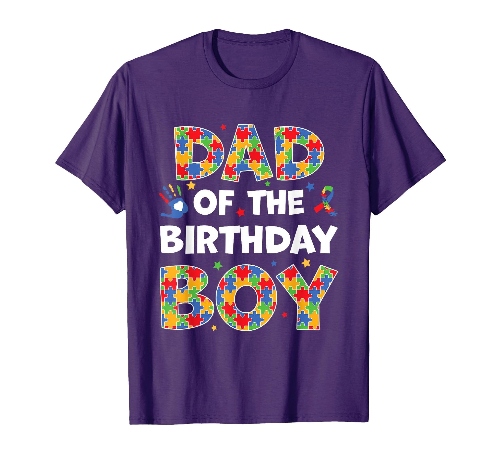 Dad Birthday Autism Awareness Puzzle T-Shirt - Minimalist Print Men Women - T-Shirt, Sweatshirt, Hoodie