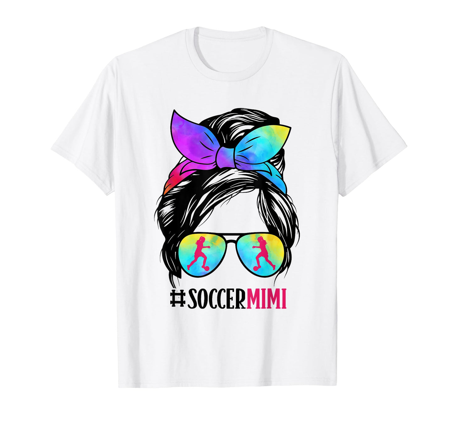 Soccer Mimi Messy Bun Hair Glasses T-Shirt - Custom Art Print for Adults - T-Shirt, Sweatshirt, Hoodie