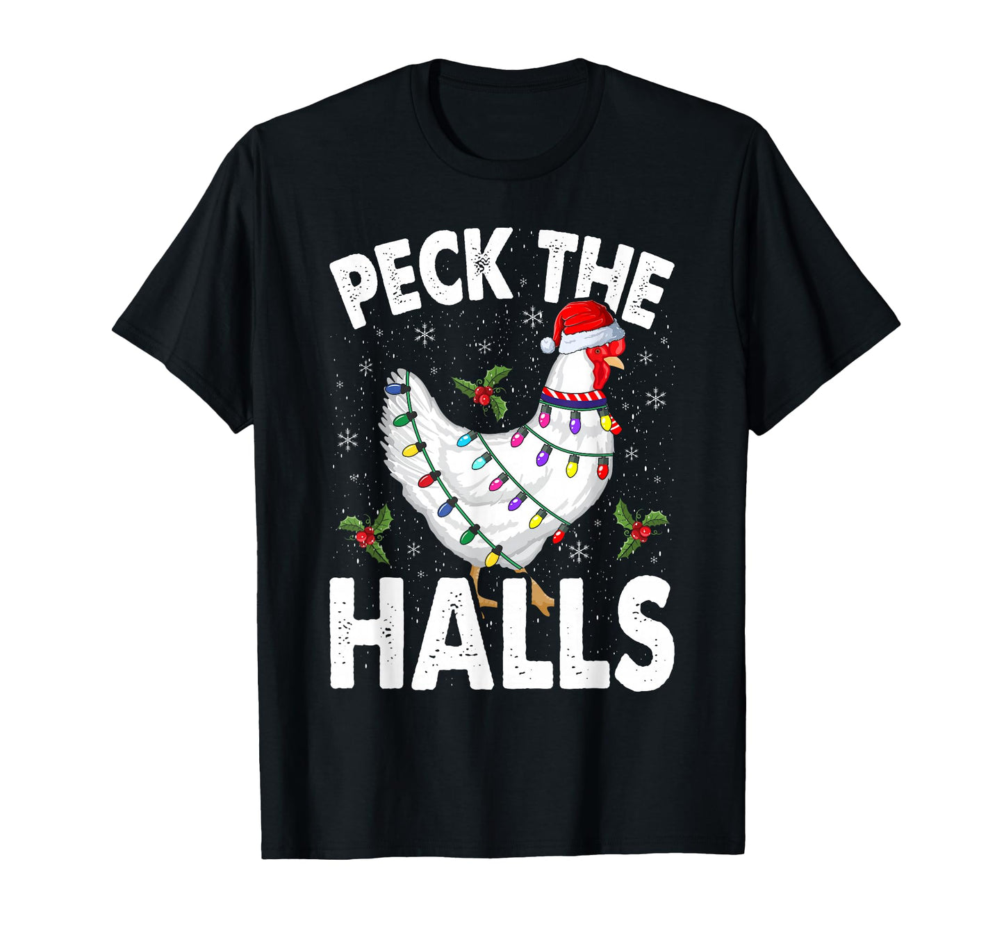 Peck Halls Chicken Santa Hat T-Shirt - Aesthetic Graphic Men Women - T-Shirt, Sweatshirt, Hoodie