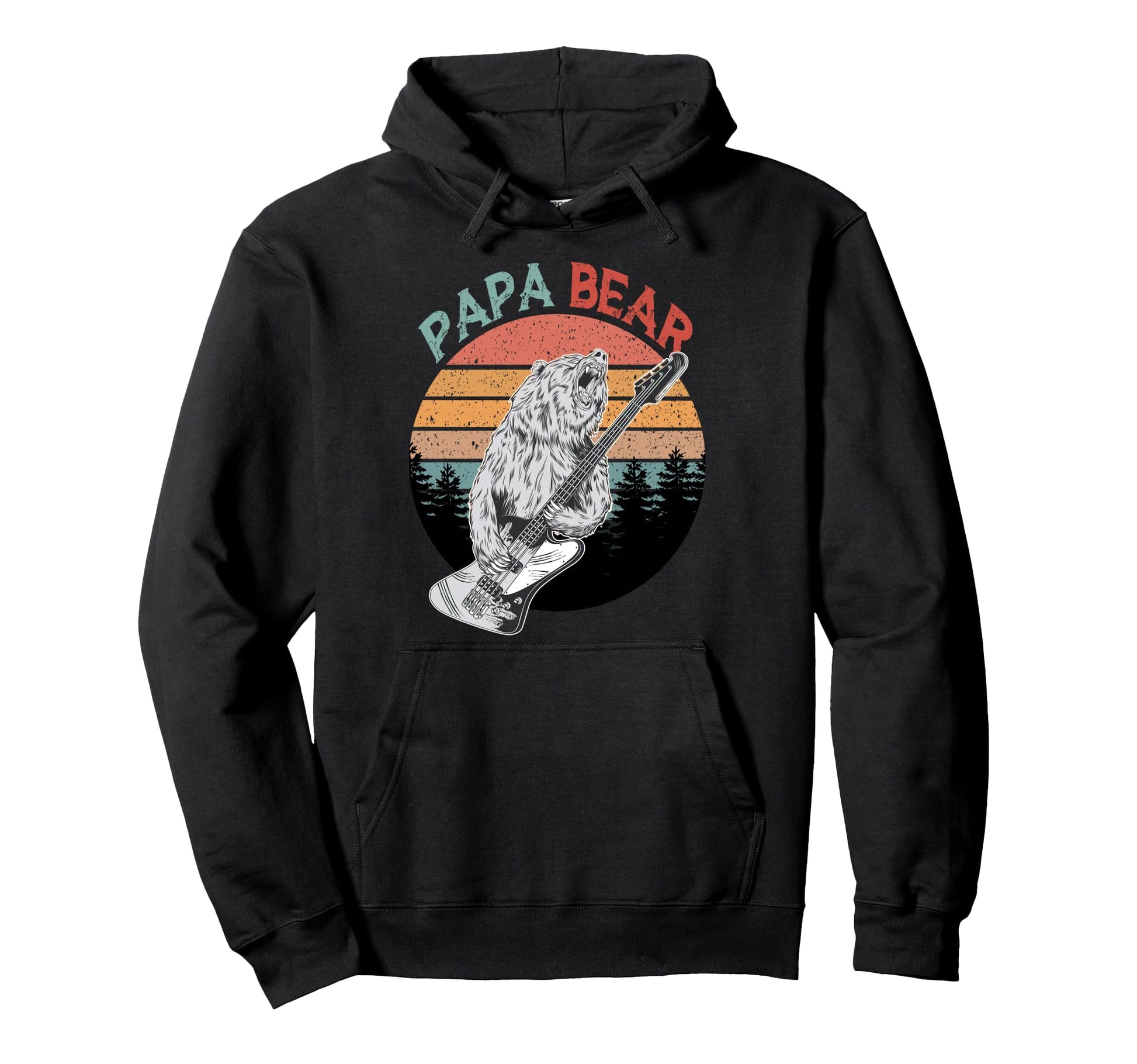 Funny Papa Bear Dad Guitar Fathers Day Hoodie - Custom Art Print for Adults - T-Shirt, Sweatshirt, Hoodie