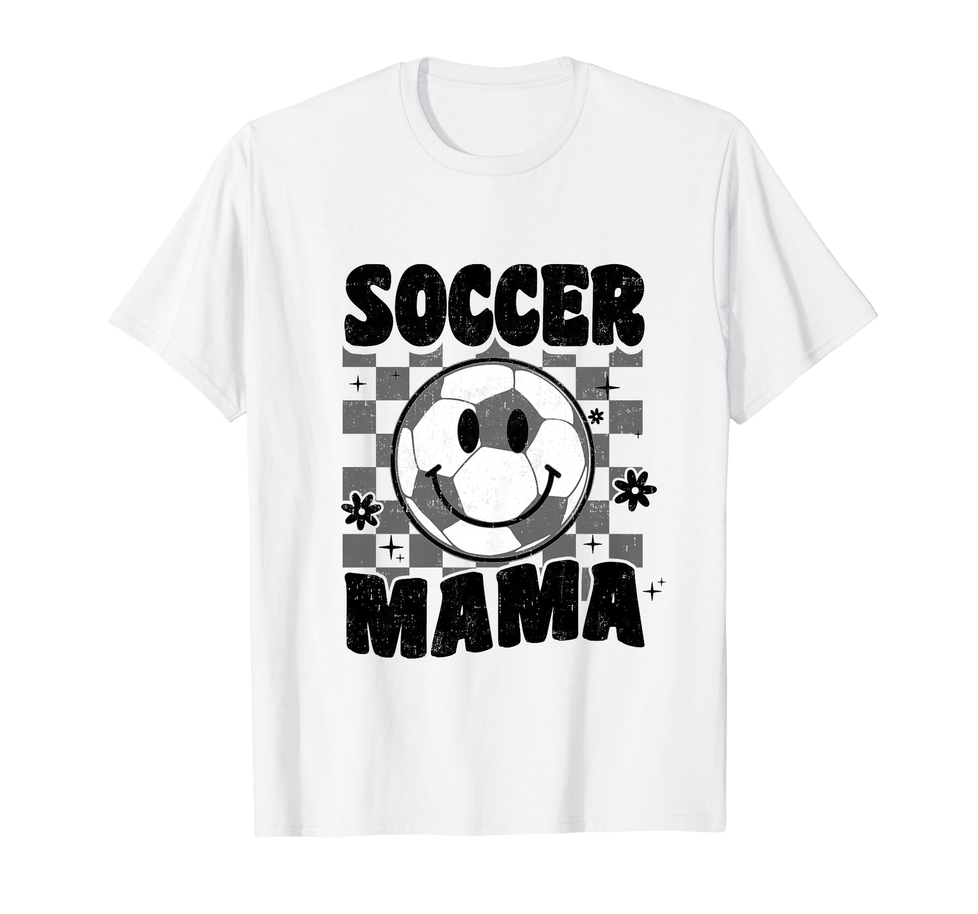 Soccer Mama Checkered Groovy Soccer Mom T-Shirt - Minimalist Print Unisex - T-Shirt, Sweatshirt, Hoodie