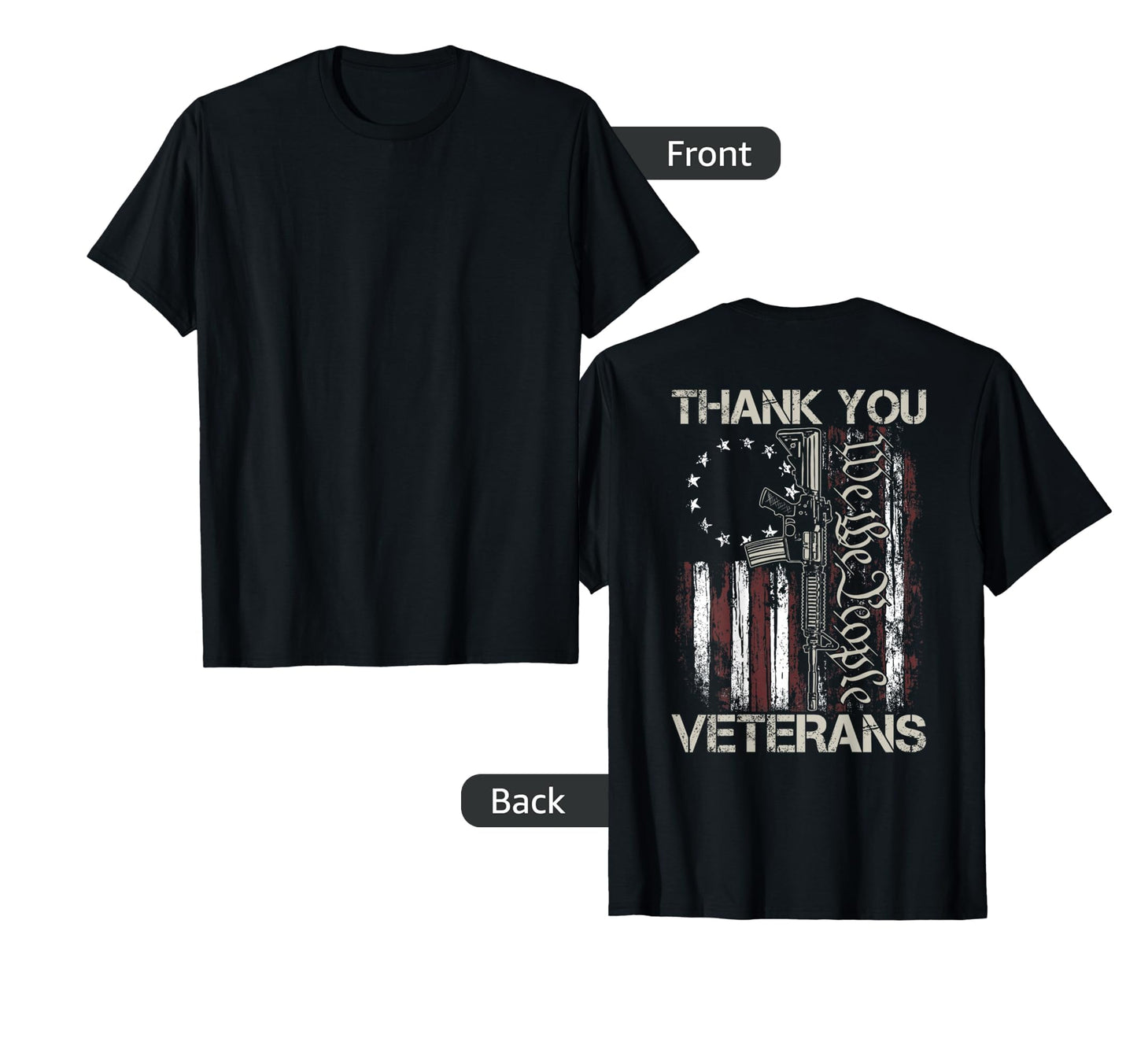 Usa Veteran Gun American Flag Thank You T-Shirt - Custom Art Print Unisex - T-Shirt, Sweatshirt, Hoodie