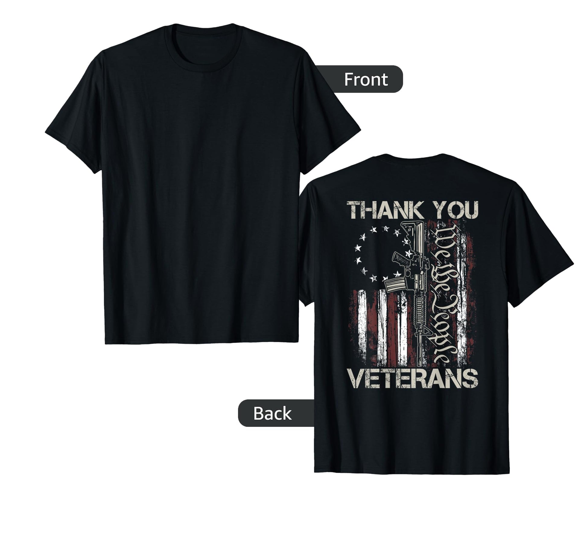 Usa Veteran Gun American Flag Thank You T-Shirt - Custom Art Print Unisex - T-Shirt, Sweatshirt, Hoodie
