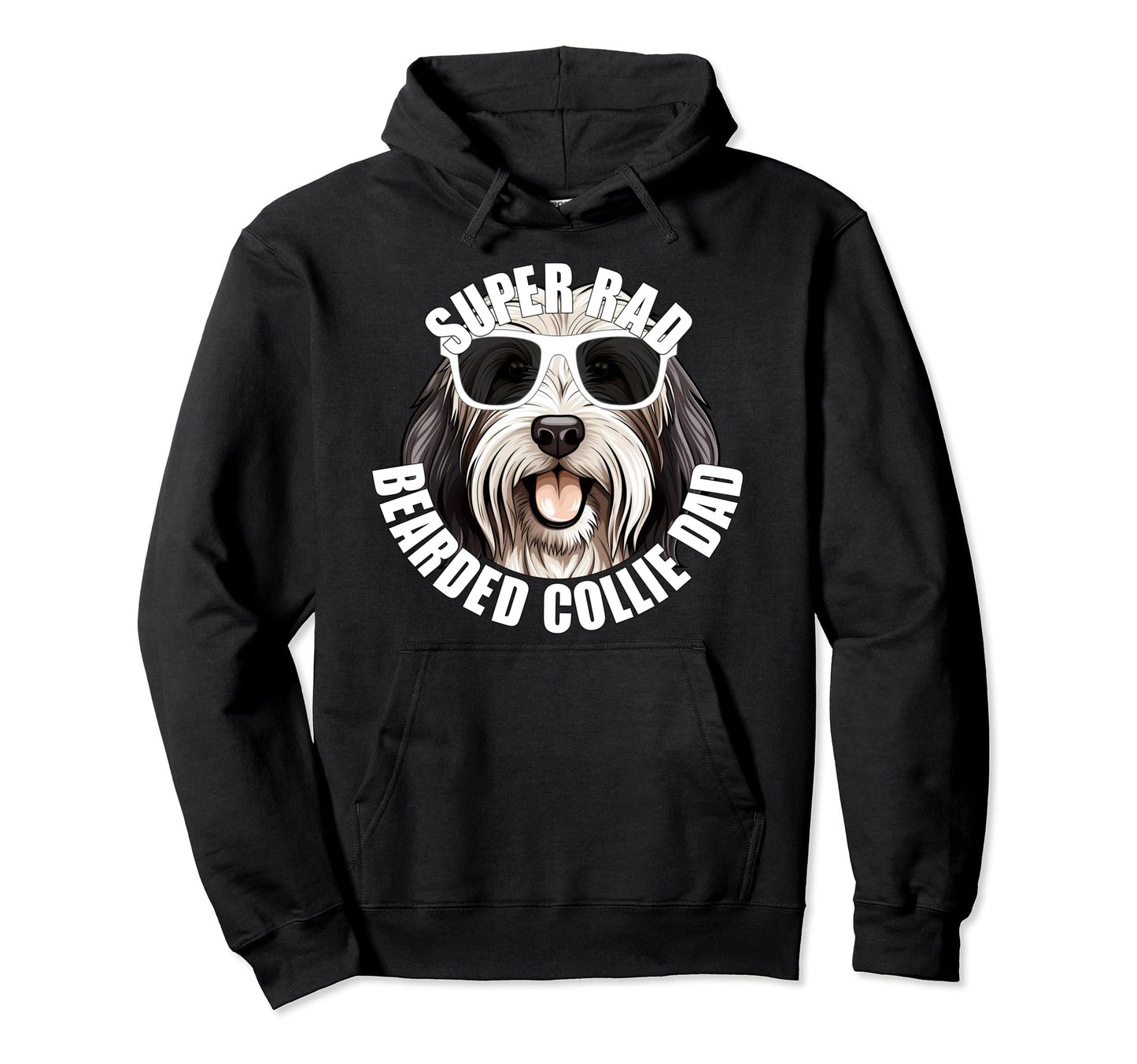Bearded Collie Dad Funny Super Rad Dog Hoodie - Minimalist Print Men Women - T-Shirt, Sweatshirt, Hoodie
