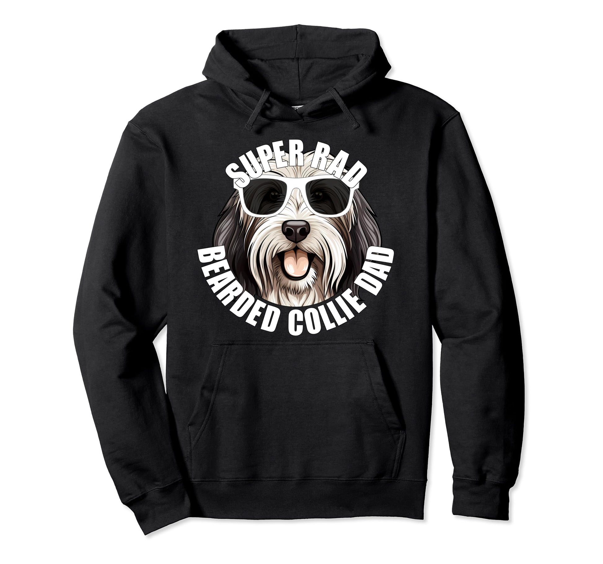 Bearded Collie Dad Funny Super Rad Dog Hoodie - Minimalist Print Men Women - T-Shirt, Sweatshirt, Hoodie