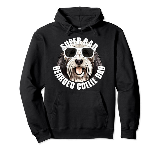 Bearded Collie Dad Funny Super Rad Dog Hoodie - Minimalist Print Men Women - T-Shirt, Sweatshirt, Hoodie