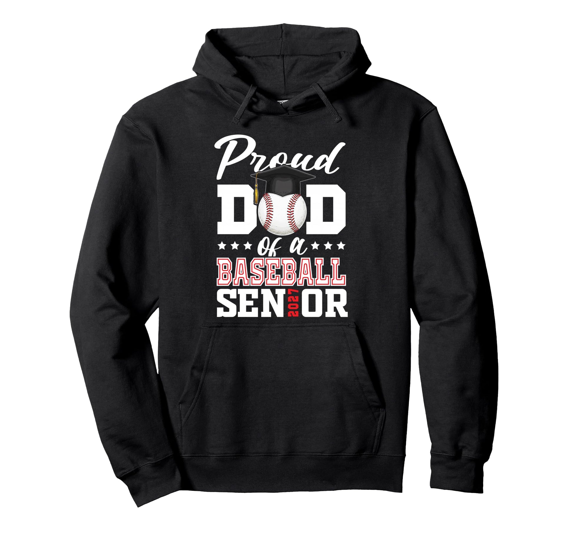 Proud Dad Baseball Senior 2027 Hoodie - Minimalist Print Men Women - T-Shirt, Sweatshirt, Hoodie