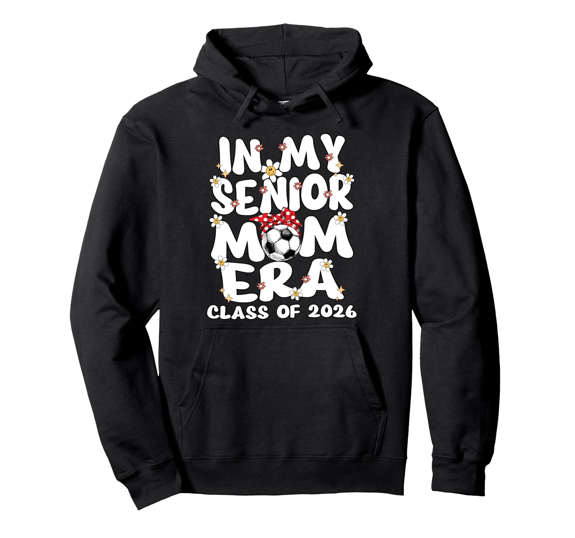 My Senior Mom Era Groovy Soccer Hoodie - Minimalist Print for Adults - T-Shirt, Sweatshirt, Hoodie