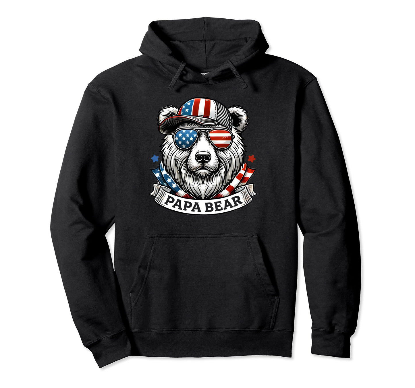Papa Bear Funny Fathers Day Usa American Hoodie - Minimalist Print Unisex - T-Shirt, Sweatshirt, Hoodie