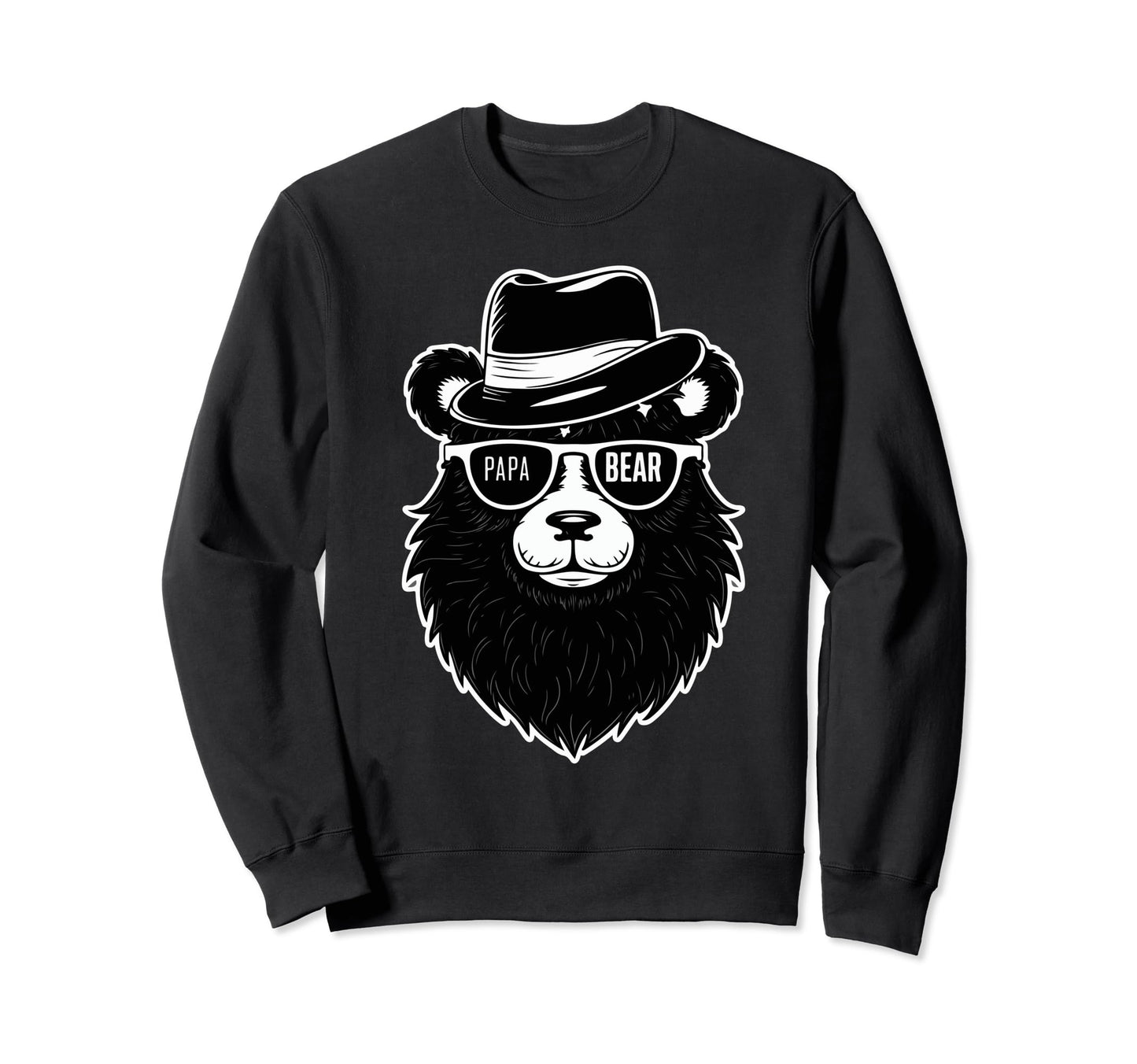 Papa Bear Face Wearing Sweatshirt - Aesthetic Graphic for Adults - T-Shirt, Sweatshirt, Hoodie