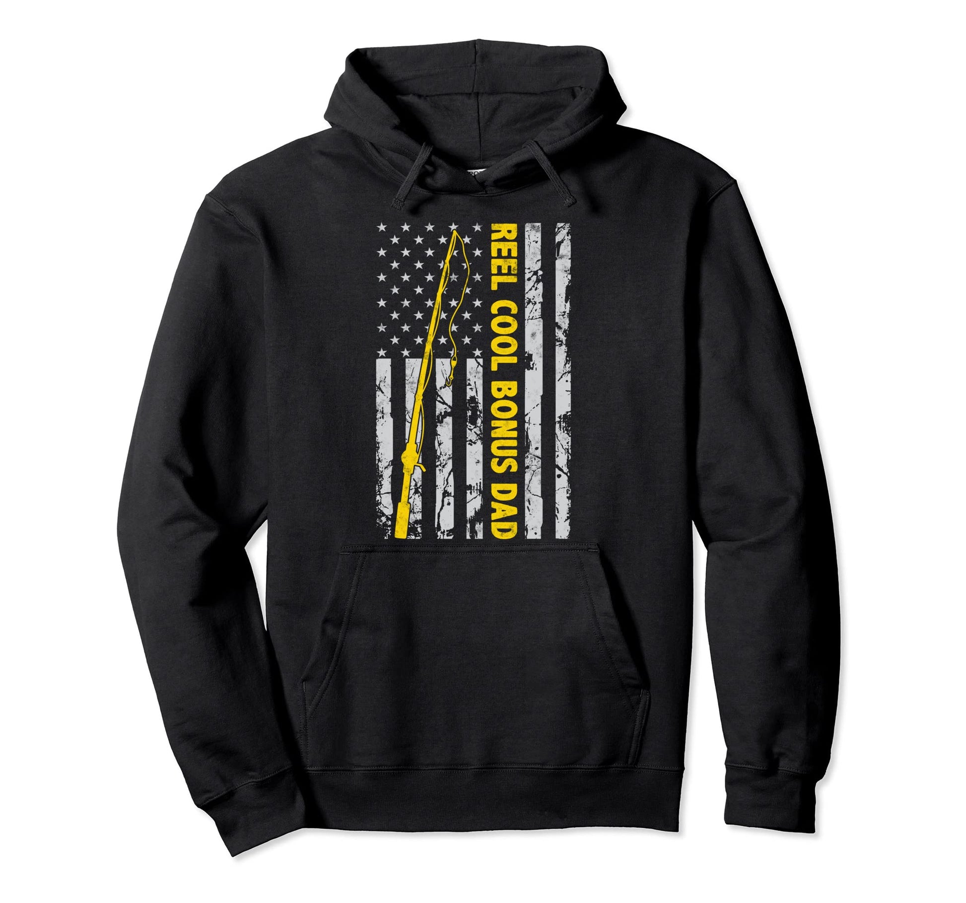 Reel Bonus Dad Fishing American Flag Gift Hoodie - Graphic Print Men Women - T-Shirt, Sweatshirt, Hoodie