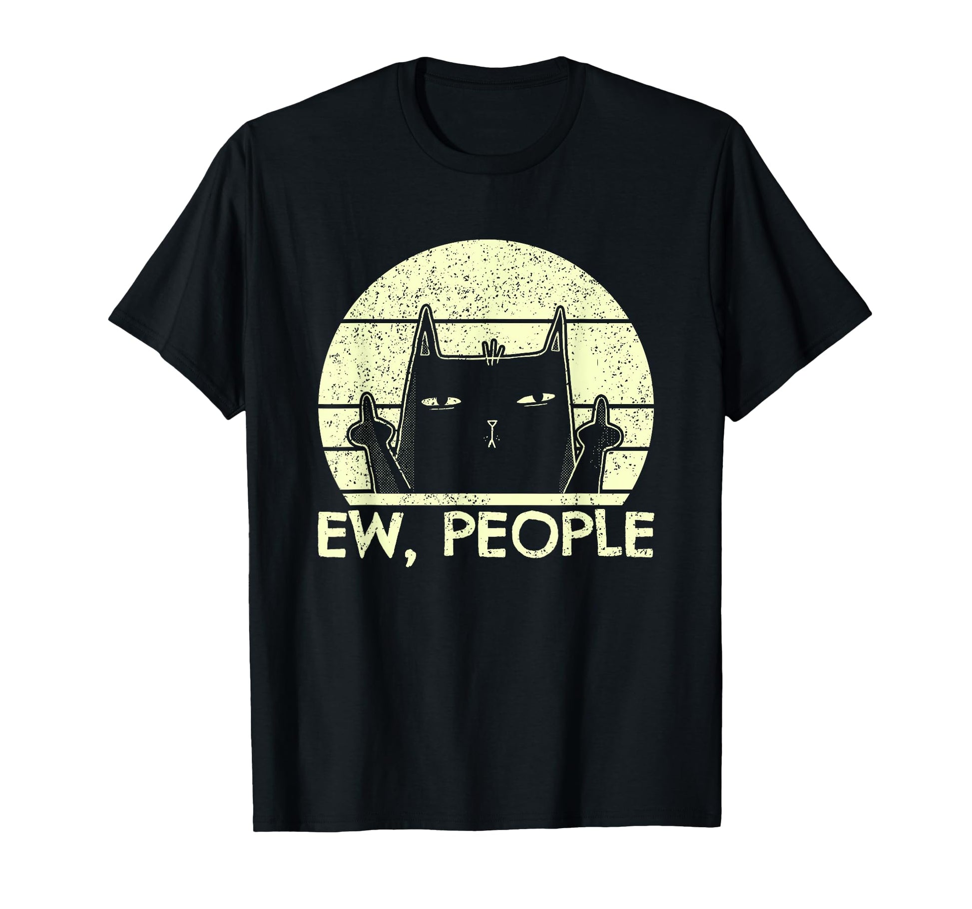 Ew People Black Cat Bad Mood T-Shirt - Aesthetic Graphic for Adults - T-Shirt, Sweatshirt, Hoodie
