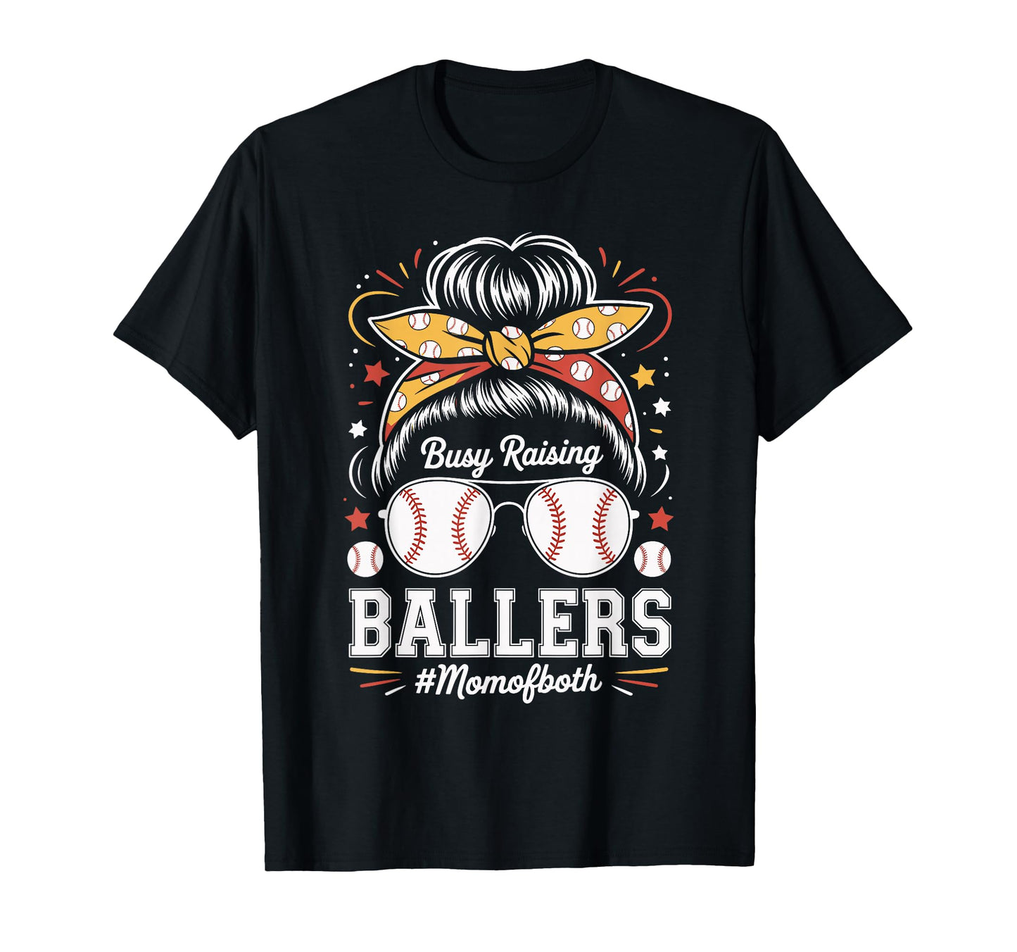 Busy Raising Ballers Mom Both T-Shirt - Minimalist Print for Adults - T-Shirt, Sweatshirt, Hoodie