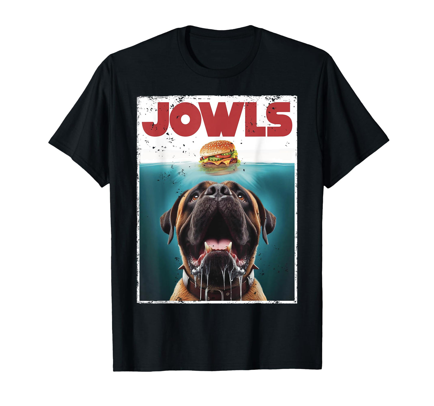 English Mastiff Jowls Burger T-Shirt - Custom Art Print Men Women - T-Shirt, Sweatshirt, Hoodie