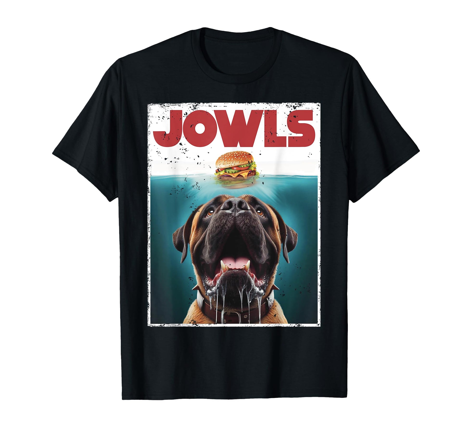 English Mastiff Jowls Burger T-Shirt - Custom Art Print Men Women - T-Shirt, Sweatshirt, Hoodie