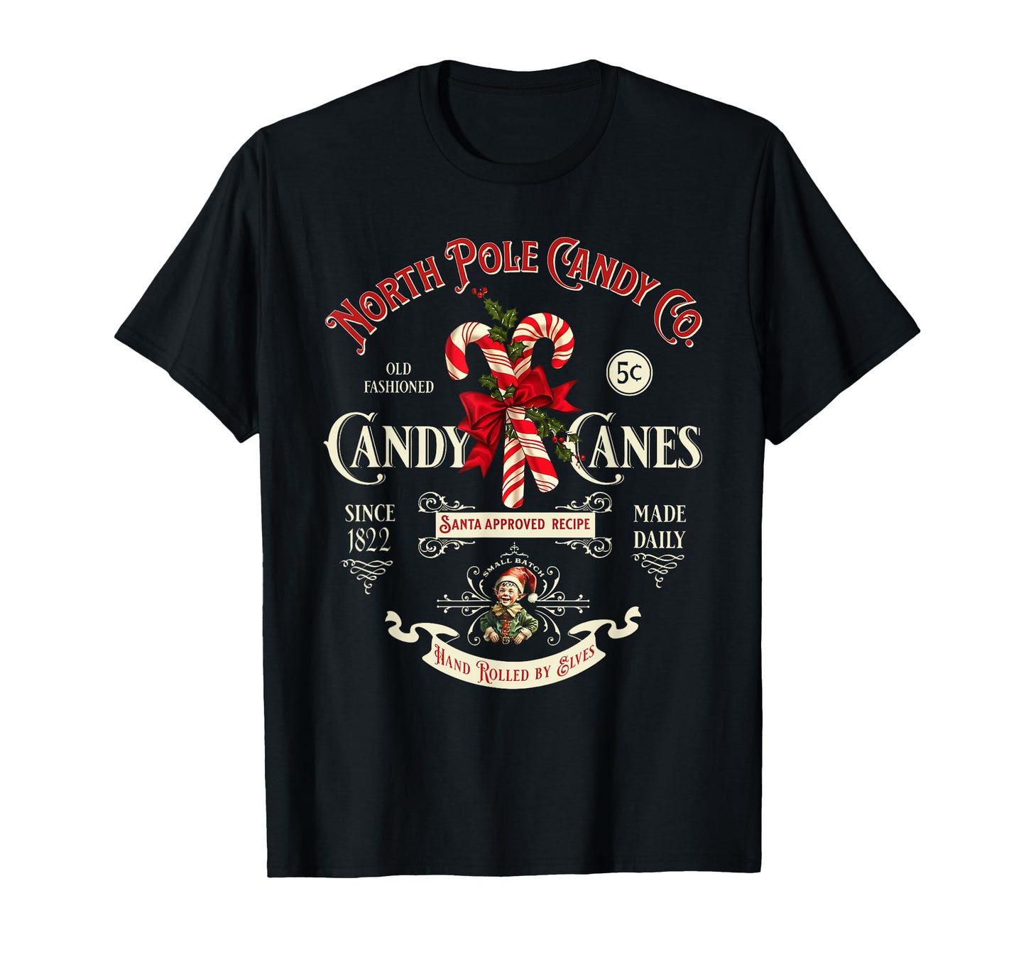 Old Fashioned North Pole Candy Cane T-Shirt - Unique Graphic Men Women - T-Shirt, Sweatshirt, Hoodie
