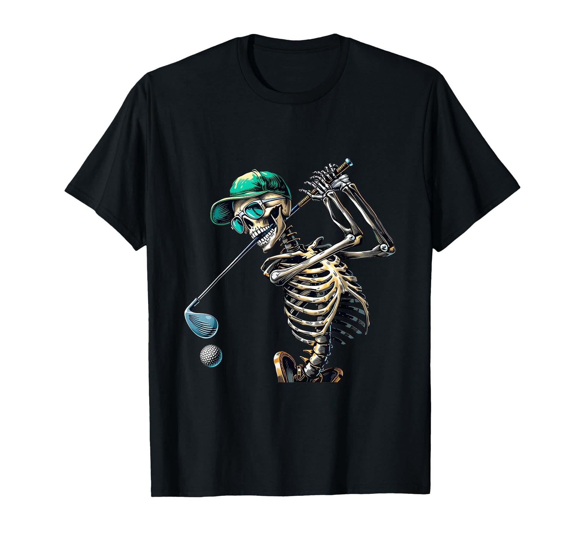 Skeleton Golf Halloween Golfer T-Shirt - Casual Everyday Wear Men Women - T-Shirt, Sweatshirt, Hoodie