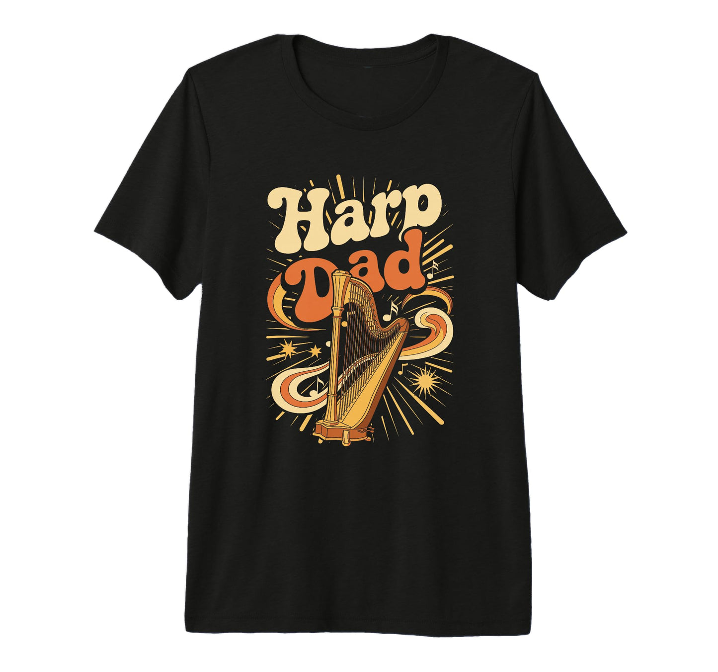Mens Harp Dad Fathers Day Harpist T-Shirt - Custom Art Print Unisex - T-Shirt, Sweatshirt, Hoodie