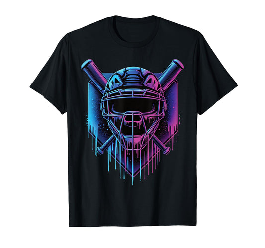 Baseball Catcher Mask Paint Dripping T-Shirt - Streetwear Style for Adults - T-Shirt, Sweatshirt, Hoodie