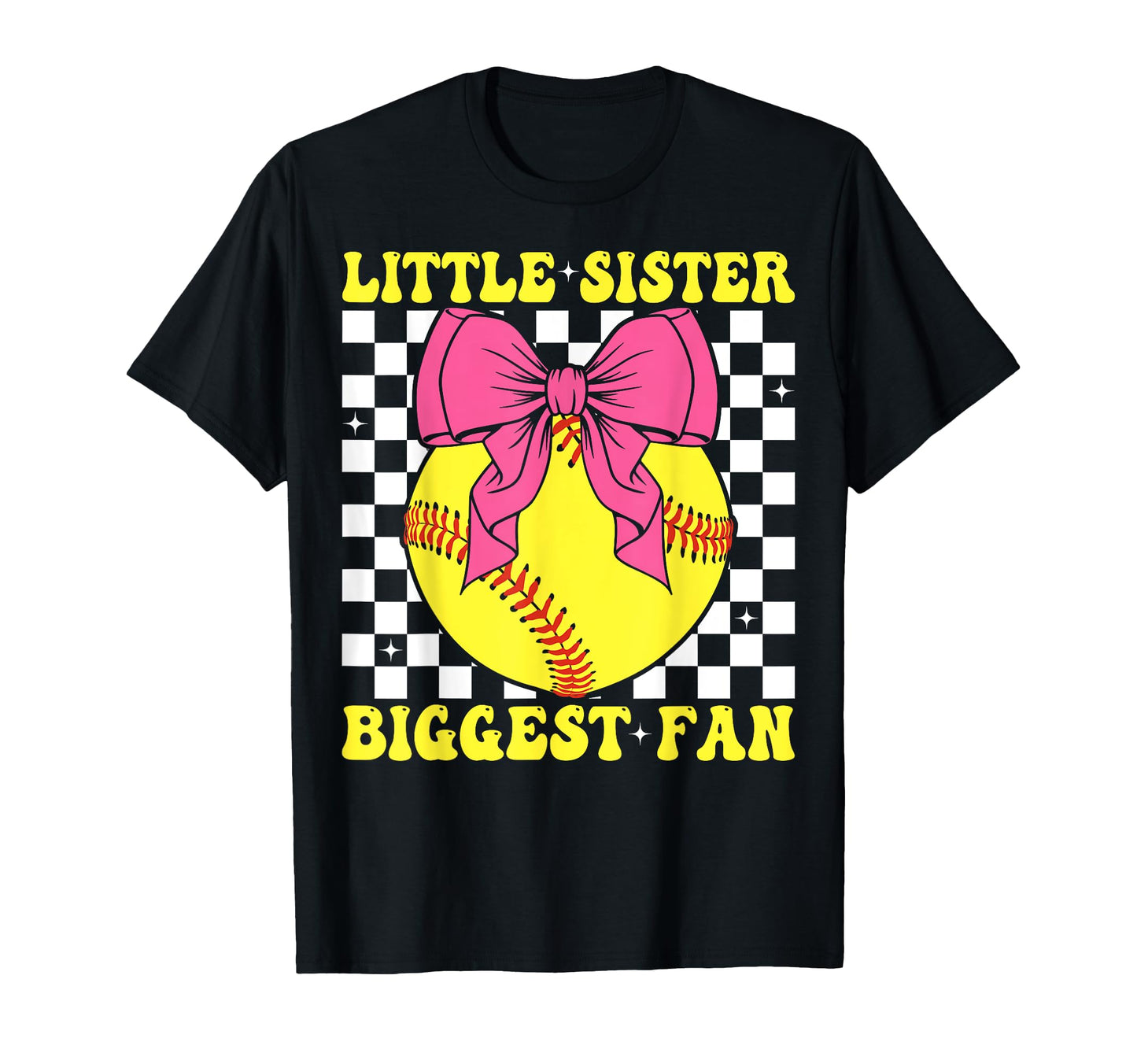 Little Sister Biggest Fan Softball T-Shirt - Aesthetic Graphic Unisex - T-Shirt, Sweatshirt, Hoodie