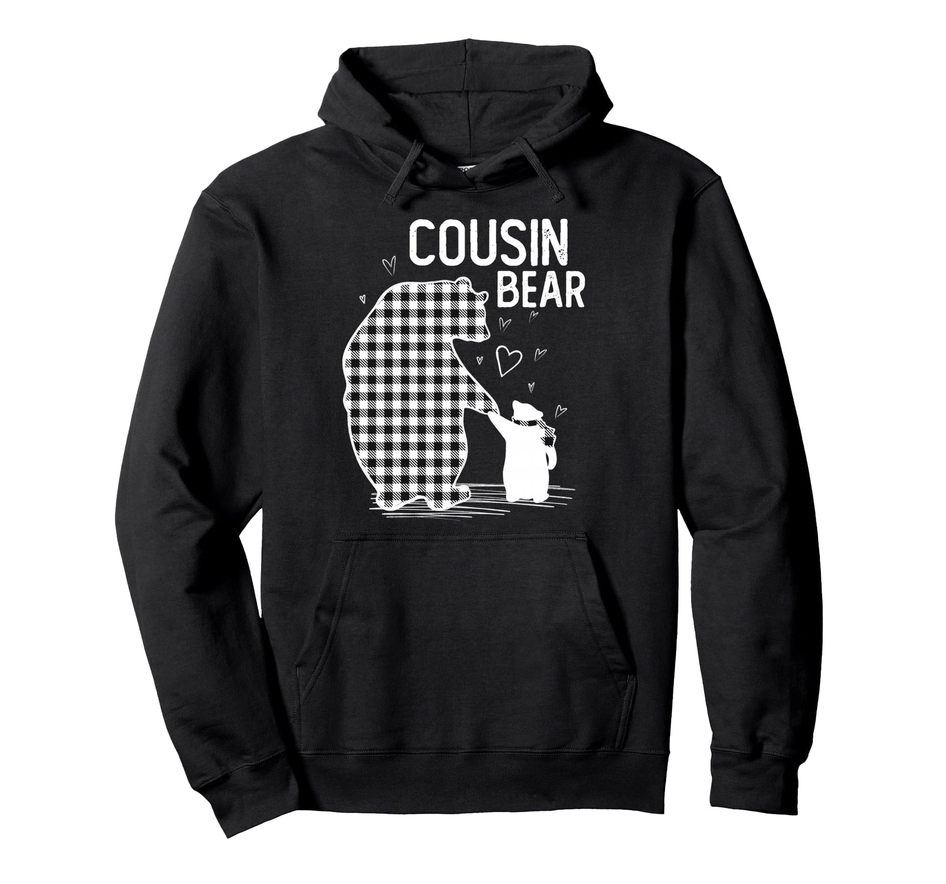 Cousin Bear Pajama Grey Buffalo Plaid Hoodie - Unique Graphic for Adults - T-Shirt, Sweatshirt, Hoodie