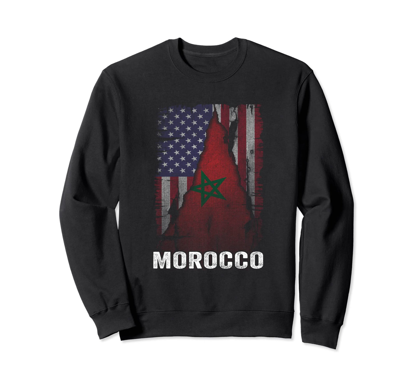 Moorish American Morocco Flag Sweatshirt - Minimalist Print for Adults - T-Shirt, Sweatshirt, Hoodie