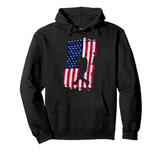 Baseball Us Flag Baseball Lover Dad Hoodie - Minimalist Print Men Women - T-Shirt, Sweatshirt, Hoodie